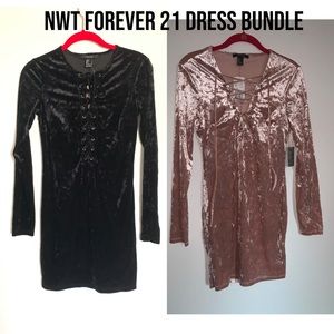 NWT Forever 21 Velvet Lace up dresses